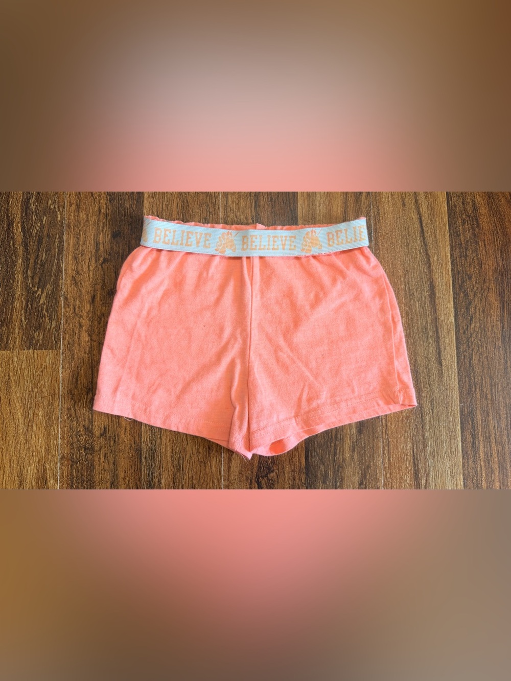 Zone Pro Coral Pink Kids Shorts with 'BELIEVE' Elastic Waistband